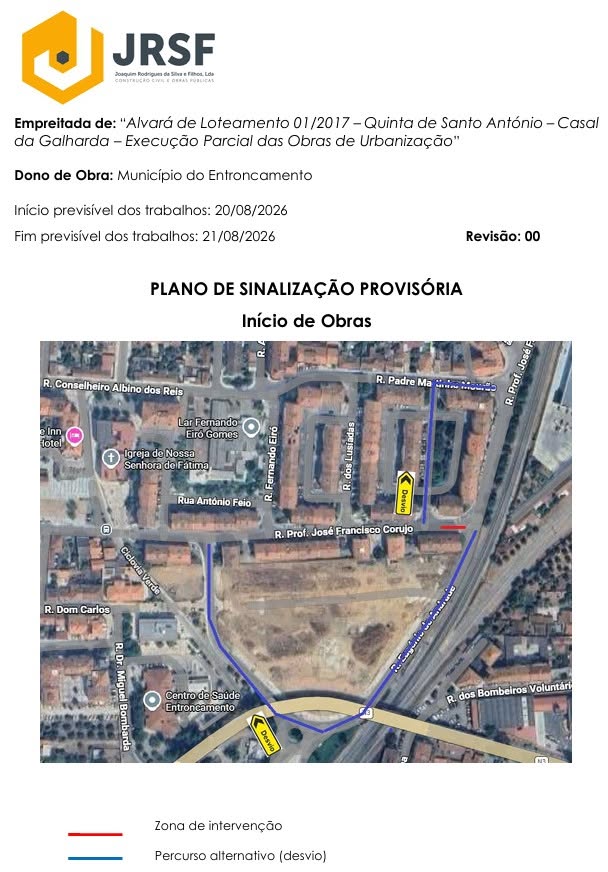 Rua Prof. José Francisco Corujo com corte parcial de trânsito 